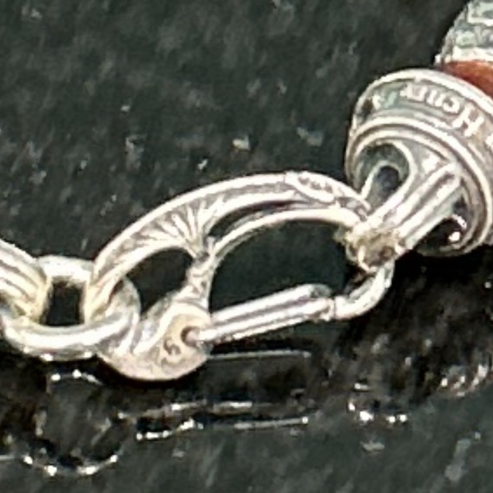WILLIAM HENRY SCULPTED STERLING SILVER BRACELET RED TIGER EYE BEADS - Picture 11 of 15